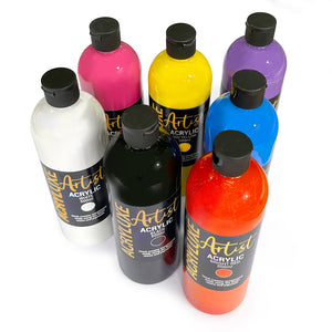 Acryluxe Artist Acrylic Paint - (500ml bottle) - Available in 7 essential colours