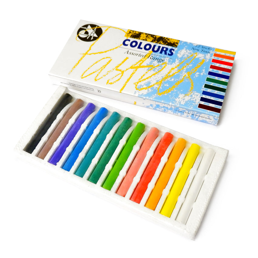 Assorted Coloured Chalk Pastel Set (Pack of 12) Brush Party
