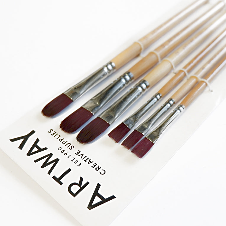 Short Handle Nylon Blending Paintbrush Set 6 Brushes Brush Party