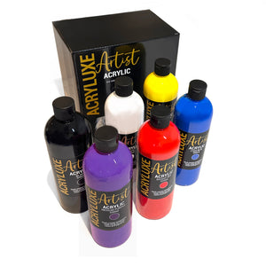 Acryluxe Artist Acrylic Paint Sets - (6 x 500ml bottles)