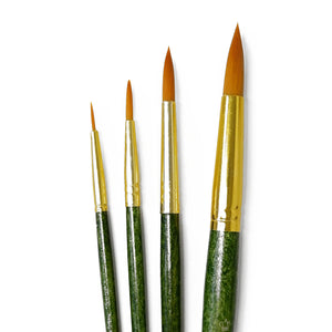 Short Handle Round Paintbrush Set - 4 Brushes